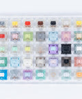 Magnetic And Mechanical Keyboard Switches Tester Kit 35 Piece Set Featuring 4 Magnetic Switches And 31 Mechanical Switches, clear tray