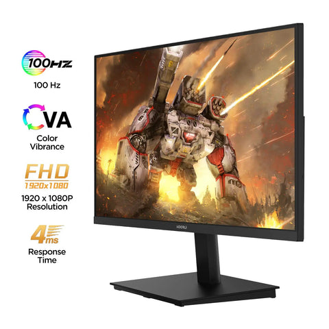 Side view of 22 Inch Gaming Monitor With 1080p Full HD, 100Hz Refresh, VA Panel, Adaptive Sync, 4ms Response, showing vibrant game scene.