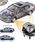 Pair Of Front Wheel Hub And Bearing Assemblies 515036 For 4WD Trucks And SUVs That Fit Silverado Sierra Avalanche 1500 Yukon XL Suburban 1500 Tahoe Cadillac Escalade ESV EXT Front Left And Right with car diagram