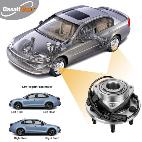 Pair Of Front Wheel Hub And Bearing Assemblies 515036 For 4WD Trucks And SUVs That Fit Silverado Sierra Avalanche 1500 Yukon XL Suburban 1500 Tahoe Cadillac Escalade ESV EXT Front Left And Right with car diagram