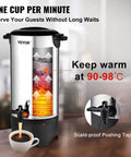 Heavy Duty Coffee Urn 50 Cup 7.5L Stainless Steel Dispenser With Step Discharge Spout For Mess Free Pour, 1000W 110V Electric Brewer