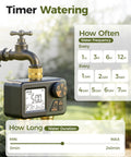 Dual Zone Sprinkler Timer For Outdoor Irrigation with IP66 weatherproof build, big display, attached to hose faucet