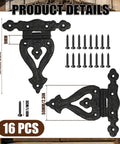 16 Pack Antique Vintage Cast Iron Heavy Duty T Hinges 5.3 Inches Black Powder Coated Flush Mount With Hardware Image