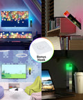 Collage of Glow Torch Wall Lamp With 7 Color Night Light shown mounted on walls and standing on tables with bonus hook.