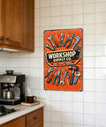 Tool Themed Vintage Metal Wall Art Sign 8x12 Inch For Garage Workshop Shed Man Cave Basement Decor Industrial Aluminum Rust Resistant Gift For Tool Lovers on tiled kitchen wall