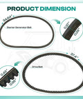 Starter Generator and Drive Belt Kit for Club Car DS and Precedent Golf Carts Replaces OEM 1016203 and 101916701 dimensions
