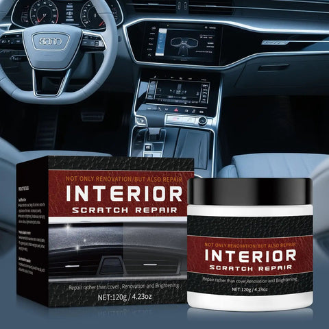 Interior Scratch Repair Kit For Dashboards, Plastics And Leather, 2026 Upgraded, 4.23 oz, product packaging and jar in car interior