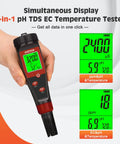 4 In 1 Digital pH Tester For Water And Hydroponics With TDS EC PPM Meter Conductivity And Temperature Readout in hand display