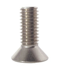 Close-up of 2-1/2 Inch 5/16-18 Flat Head Socket Cap Screws With Allen Drive 18-8 Stainless Steel, showing full thread and bright finish.