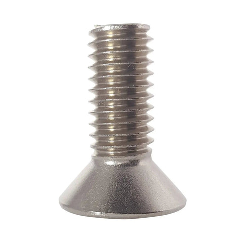 Close-up of 2-1/2 Inch 5/16-18 Flat Head Socket Cap Screws With Allen Drive 18-8 Stainless Steel, showing full thread and bright finish.
