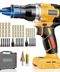 Cordless Rivet Nut Gun For 20V Battery Power with accessories, Pro Grade Brushless Motor, case, drill bit, lubricant, rivet nuts