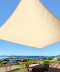 Heavy Duty Permeable Sun Shade Sail 10x12 Feet Blocks 95 Percent Sun Rays UV And Drizzle Breathable PU Coated HDPE Backyard Shade