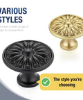 Matte Black Cabinet Knobs Set With Rosette Design One And A Quarter Inch Ten Pack Sturdy Zinc Alloy Drawer Handles For Kitchen Cabinets And Dressers Easy One Hole Install Perfect For A Quick Style Upgrade, black and gold rosette knobs