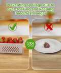 Comparison of Fridge Fruit Storage Set with Removable Colander vs plate with spoiled strawberry