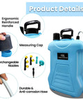 Blue 4 Gallon Electric Backpack Sprayer With Telescopic Wand And Four Nozzles, ergonomic handle, interchangeable nozzles