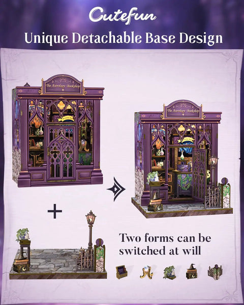 DIY Miniature Book Nook Kit With LED Light 3D Wooden Puzzle Bookshelf Insert Decor Astrology Themed Bookshop Craft display