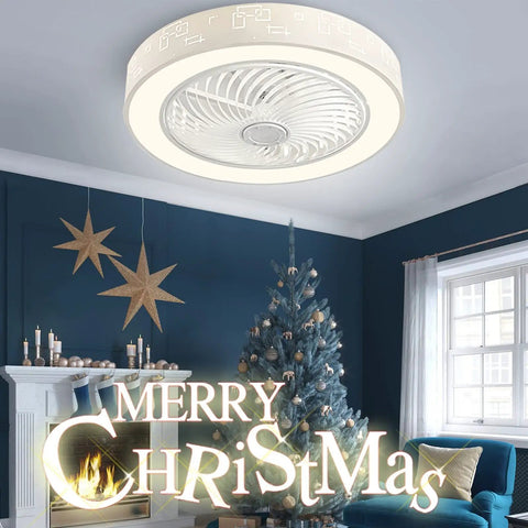 Low Profile Ceiling Fan With Light And Remote Control, Modern Flush Mount Smart Fan With 3 Light Color Modes in festive room