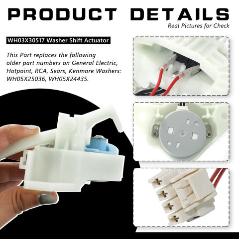 Washer Shift Actuator Replacement Kit With 5 Piece Drive Belt Set For Washing Machine Repair Must Have Includes Clutch Clutch Spring Transmission Drive Pulley And Nut, white plastic
