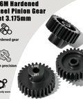Beefy 0.6M Hardened Steel Pinion Gear Set for 1/10 RC Cars and Trucks 3.175mm Shaft 26T 27T 28T with M4 Screws and Hex Key