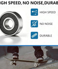 High-speed durable skateboard bearing and rider showing 60mm 88A Skateboard Wheels With Bearings Set Of 4 Black For Street And Park Skating