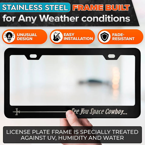 Aluminum License Plate Frame With Matte Black Finish Dope Cartoon Inspired Design 12.2x6.3 Inches Standard US Canada Fit