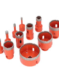 Jiawu 11 Piece M14 Hole Saw Kit For Ceramic Tile Marble Granite Cutting With Hex Shank Adapter Including Cooling Wax Saw Blades In 68 50 45 35 28 25 20 12 10 8 And 6mm Sizes Perfect For Pro Contractors And Serious DIYers Looking To Slice Through Hard orange diamond hole saw set