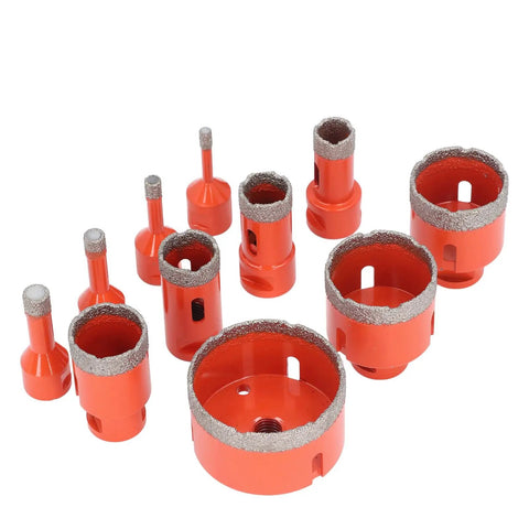 Jiawu 11 Piece M14 Hole Saw Kit For Ceramic Tile Marble Granite Cutting With Hex Shank Adapter Including Cooling Wax Saw Blades In 68 50 45 35 28 25 20 12 10 8 And 6mm Sizes Perfect For Pro Contractors And Serious DIYers Looking To Slice Through Hard orange diamond hole saw set