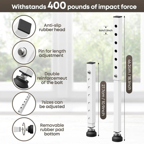Adjustable Inside Window Security Bar For Horizontal And Vertical Sliding Windows Extends 11 To 18 Inches White Finish Easy Install In Window Lock Bar That Keeps Sliding Windows Secure While Allowing Air Flow with anti-slip features and 400-pound impact support.