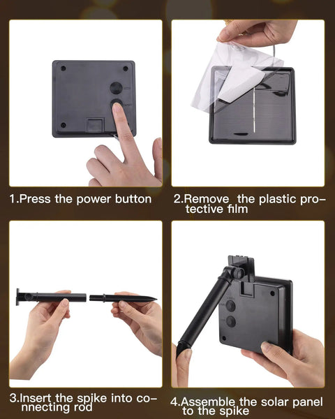 Instructions for assembling Two Pack Outdoor Solar String Lights 66 Ft Total With 200 LED Warm White Fairy Lights.