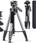 Heavy Duty Aluminum Camera Tripod Stand For DSLR, Mirrorless, Smartphone And GoPro Adjustable 20 To 74 Inch Height, accessories