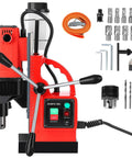 Heavy Duty Magnetic Drill Press With 1100W Motor And Dual Track System For Effortless Metalworking with drill bits and accessories