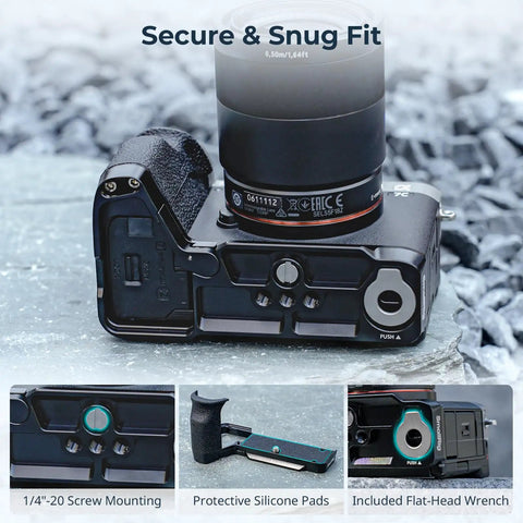 L Shape Handgrip For Sony Alpha 7C II And A7CR With Arca Quick Release Plate Lightweight Silicone Side Handle Ergonomic Go To Grip