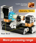 All Metal Elevated Mini Lathe 36W 20,000RPM Desktop Metal And Wood Turning Machine for woodcrafts with 70mm diameter capacity.