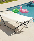 Freestanding Outdoor Hammock With Stand For Your Yard Deck Or Patio Built Tough With 600 Pound Capacity White by pool