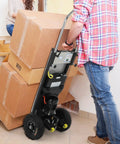 Heavy Duty 1200W Electric Stair Climber Trolley That Hauls Massive Loads Up Steps Like A Boss With Rust Resistant Stainless Steel Deck For Tough Job Sites, moving boxes up stairs.