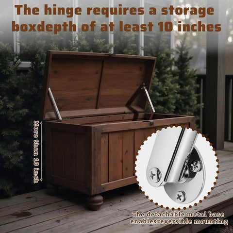 2 Pack 150N Gas Struts Hinges For Heavy Lids Stainless Steel Hydraulic Support on wooden chest hinge view