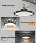 UFO LED High Bay Light 10 Pack 150W 5000K Daylight 22500LM Crazy Bright Waterproof IP65 Shop Lights With 5ft Cable installed