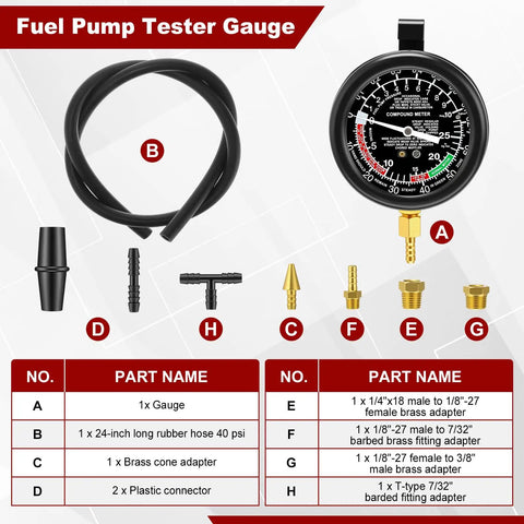 12V Digital Timing Light With Tachometer And Advance Angle Inductive Ignition Timing Light Gun Vacuum And Fuel Pump Tester Gauge Leak Pressure Diagnostics Kit For Car Motorcycle Marine All In One Pro Grade Workshop Ready Emergency Diagnostic Tool fuel pump tester gauge with hose and adapters