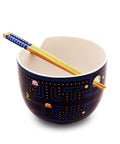 Dope Retro Maze Ramen Dinnerware Set With Ceramic Bowl And Bamboo Chopsticks, 20-Ounce Noodle Bowl For Retro Gamer Kitchens And Everyday Meals At Home.