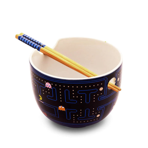 Dope Retro Maze Ramen Dinnerware Set With Ceramic Bowl And Bamboo Chopsticks, 20-Ounce Noodle Bowl For Retro Gamer Kitchens And Everyday Meals At Home.