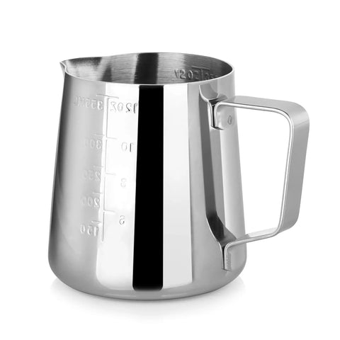Commercial Grade Stainless Steel Frothing Pitcher And Heavy Duty Die Cast Aluminum Tamper Set For Espresso Machines 12 Ounce Capacity