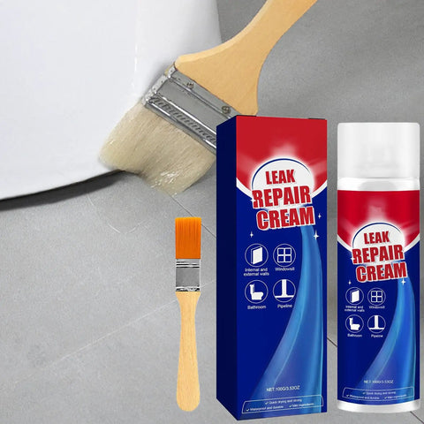 Leak repair cream with brush and canister, suitable for Go To Spray Sealant For Roofs And Gutters Quick Leak Stop Barrier Coating uses.