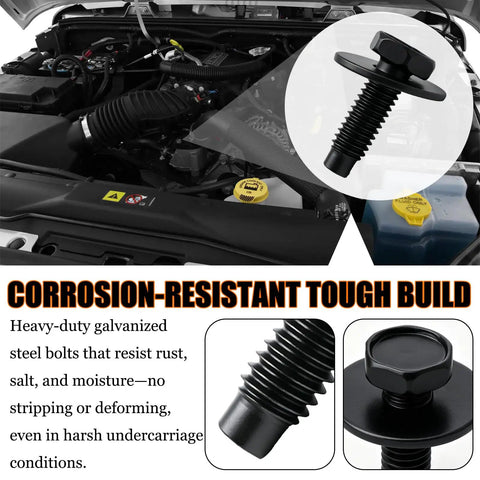 Rock Solid M6 1.0 By 25Mm Hex Head Sems Bolts With 19.5Mm Washers 30 Pack showing corrosion-resistant steel bolt in an engine compartment.