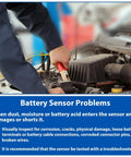 Person inspecting battery sensor with jumper cables in Chrysler engine; Heavy Duty Battery Current Sensor And Power Monitor Swap Fast On Chrysler Dodge Jeep Rigs To Keep Her Purring Smooth With Zero Hassle Rock Solid Oem Fitment Guaranteed.