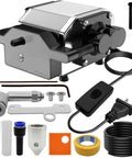 Front view: air assist pump for laser cutter, 30 L/min airflow; tubing, fittings, mounting hardware and power adapter.