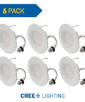 Six Inch LED Retrofit Downlight 650 Lumen Dimmable Soft White 2700K 55W Equivalent Easy Install Clips High CRI 90 Plus Pack of Six