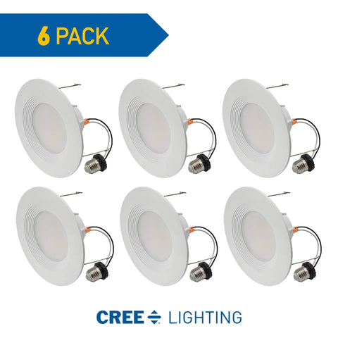 Six Inch LED Retrofit Downlight 650 Lumen Dimmable Soft White 2700K 55W Equivalent Easy Install Clips High CRI 90 Plus Pack of Six