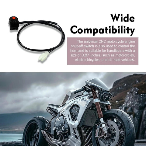 Badass 2 Piece Motorcycle Handlebar Switch Kit 7/8 Inch Universal Handle Controls For Atv Dirt Bike Scooter Quad With Hella Responsive Horn And Kill Switch Buttons Seamless Setup Matte Black Red Finish, featuring shutdown switch and wire.