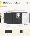 Illustration of Large 12 By 8 Foot Outdoor Tool Shed With Window And Lockable Doors Sloped Roof Weatherproof Steel Garden Storage