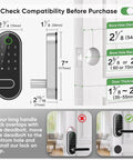 Diagram showing measurements for Smart Lock With Fingerprint And Code Access For Keyless Entry, Biometric Door Handle.